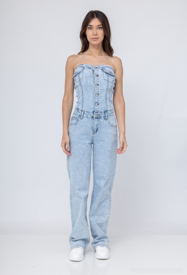 Wholesaler Kathy Jeans - Combinaison bustier wide leg jean