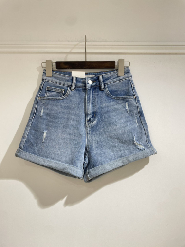 Wholesaler Kathy Jeans - short en jean déchiré bas revers