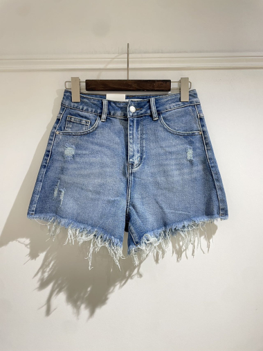 Wholesaler Kathy Jeans - Short en jean déchiré et bas effiloché