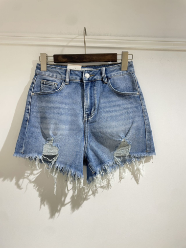 Wholesaler Kathy Jeans - Short en jean déchiré et bas effiloché