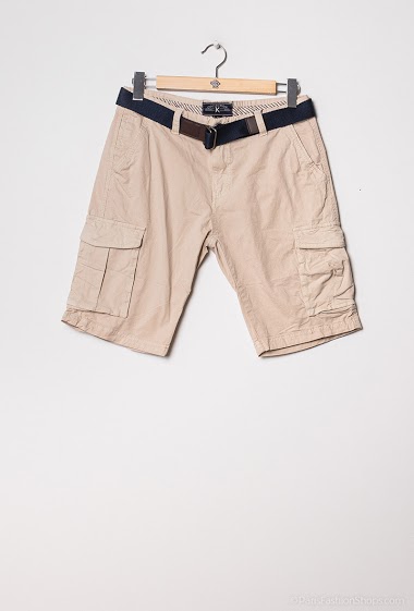 Cotton cargo shorts with belt and pockets
