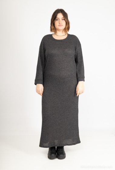 Wholesaler Kazaka - Plus size long ribbed knit dress