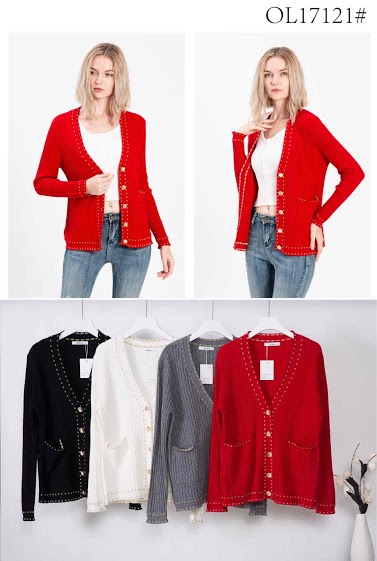 Wholesaler WHOO - Cardigan with gold sewing