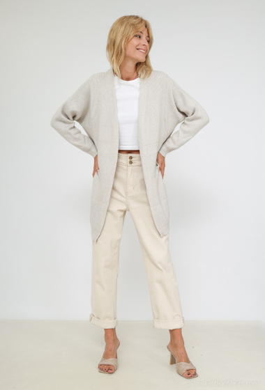 Wholesaler WHOO - Open mid-length cardigan with 2 pockets