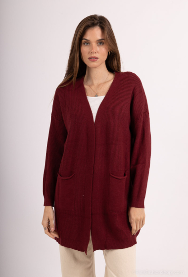 Wholesaler WHOO - Mid-length open cardigan with 2 pockets