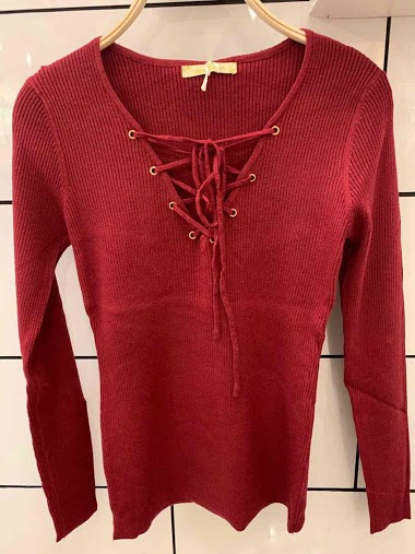 Wholesaler WHOO - Sweater with lace-up neck