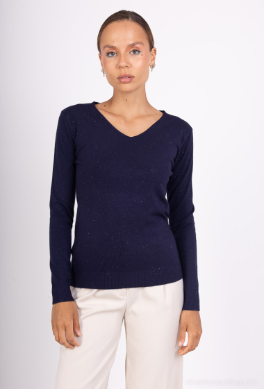 Grossiste WHOO - pull en maille col V avec fil brillant