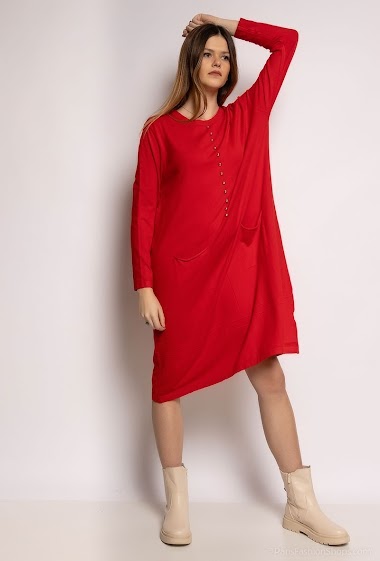 Wholesaler WHOO - Sweater dress with pockets and buttons