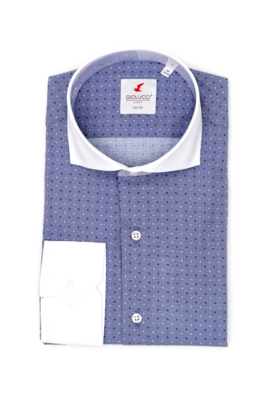 Wholesaler KHARMA - Men's Slim Fit Long Sleeve Shirt in MARINE color