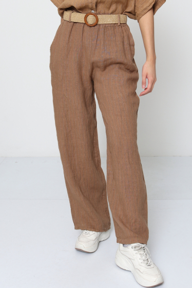 Grossiste Ki&Love - Pantalon à rayures fines avec ceinture