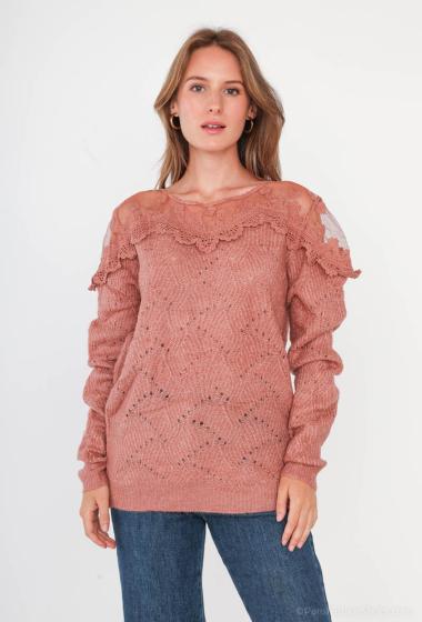Wholesaler Ki&Love - Perforated sweater with lace flowers