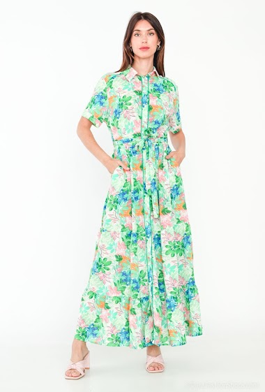 Wholesalers Ki&Love - Tropical print shirt dress