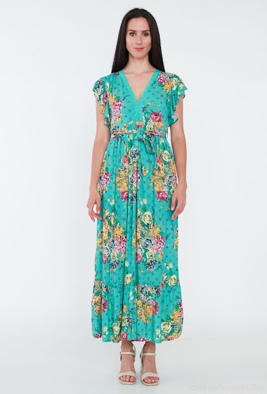 Wholesaler Ki&Love - Maxi dress with flowers and lace detail