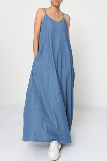 Wholesaler Ki&Love - Long denim dress with thin straps