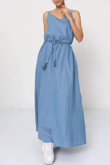 Wholesaler Ki&Love - Long denim dress with thin straps