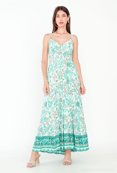 Wholesalers Ki&Love - Printed dress with straps buttoned on the front