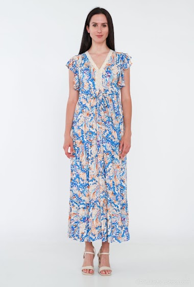 Wholesalers Ki&Love - Long printed dress with lace detail