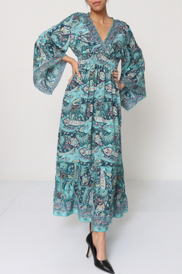 Grossiste Ki&Love - Robe longue imprimée avec effet dorure