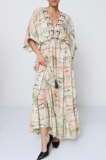 Grossiste Ki&Love - Robe longue imprimée avec effet dorure