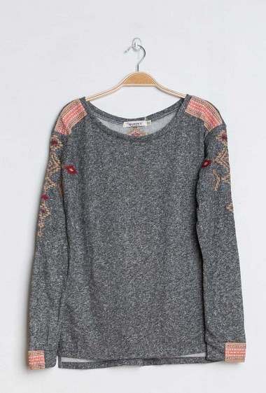 Wholesaler Ki&Love - Fine sweatshirt with embroideries