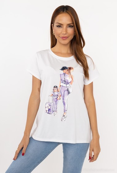 Großhändler Ki&Love - Bedrucktes T-Shirt für Damen und Kinder
