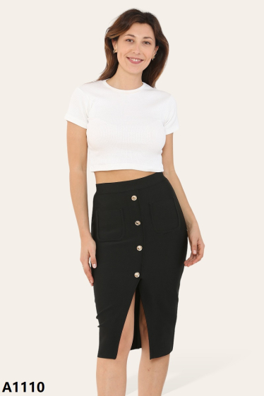 Wholesaler Kichic - Bandage skirt with patch pockets and buttons
