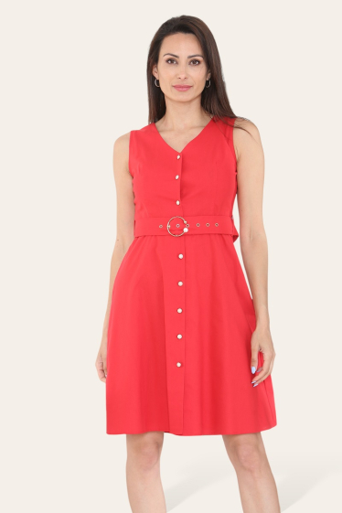 Wholesaler Kichic - Buttoned cotton dress with belt