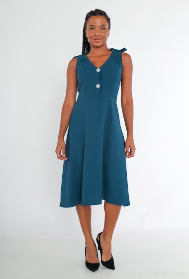 Wholesaler Kichic - Flared dress with rhinestone buttons