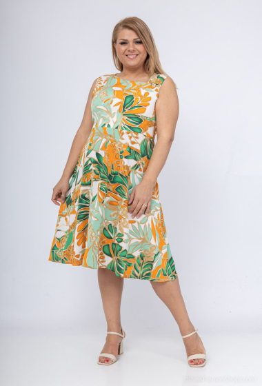 Wholesaler Kichic - Printed dress with asymmetrical collar