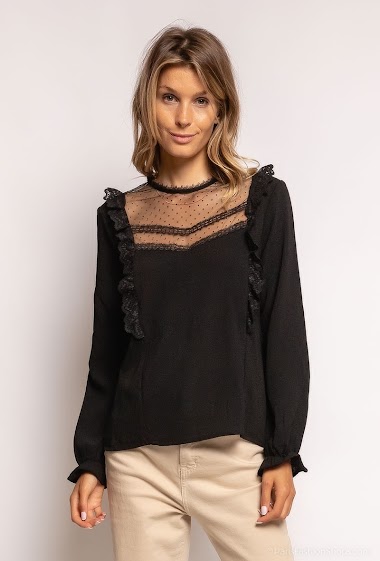 Großhändler Atelier-evene - Blouse with plumetis and lace ruffles