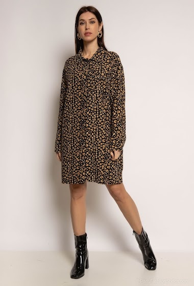 Grossiste Atelier-evene - Robe chemise à imprimé léopard