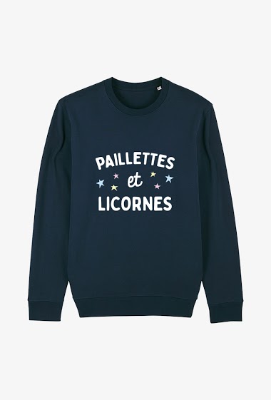 Wholesaler Koloris - Sweat Adulte Marine - Paillettes et licornes