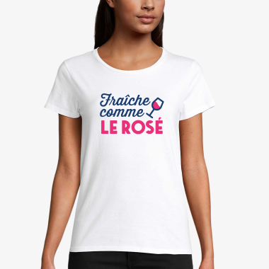 Grossiste Koloris - T-shirt Femme - Fraîche comme la rosé