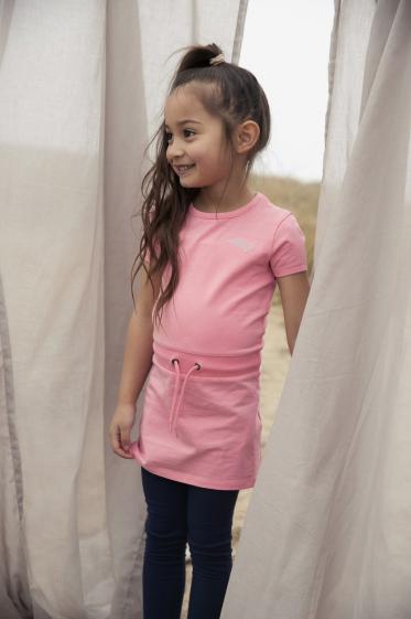 Wholesaler KOKO NOKO - Girl's Organic Cotton Short Sleeve Dress Nala Bright Pink