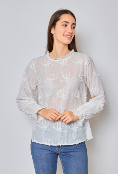 Wholesaler Ky Création - Blouse with floral embroidery