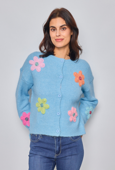 Wholesaler Ky Création - Cardigan with relief flower patterns