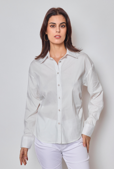 Wholesaler Ky Création - Plain shirt with rhinestone button