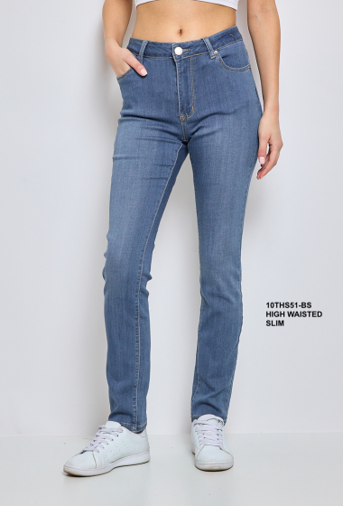 Großhändler KY CREATION DENIM - Slim-Fit-Jeans mit hohem Bund aus Stretch-Baumwolle