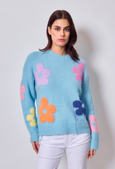 Wholesaler Ky Création - Knitted sweater with flower