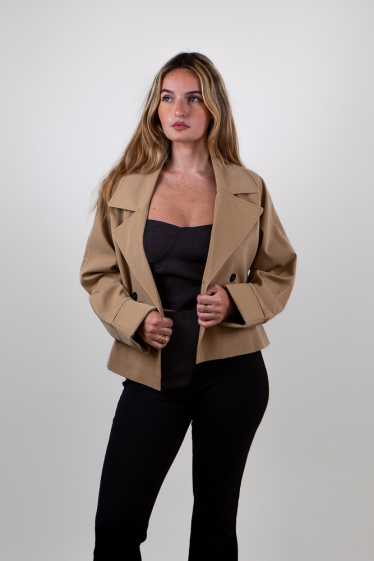 Grossiste Kzell Paris - CROPPED TRENCH COAT WITH CUFF DETAIL