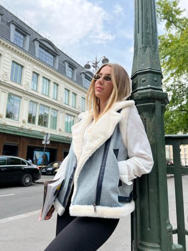 Wholesalers Kzell Paris - Sleeveless denim aviator jacket