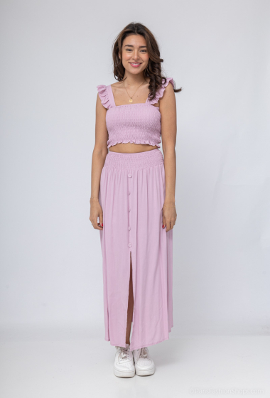Wholesaler L.H - Plain top and skirt set