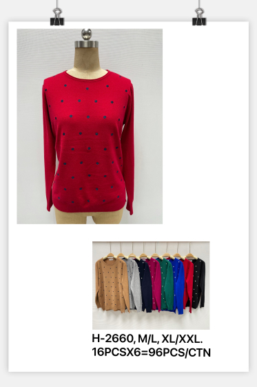 Grossiste L.H - Pull a motif pois