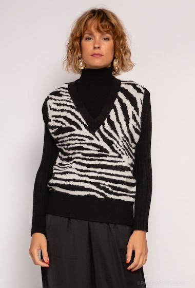 Großhändler L.H - Sleeveless jumper with zebra print