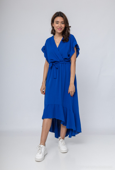 Wholesaler L.H - Plain asymmetrical wrap dress