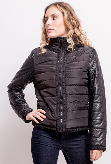 Wholesaler L.Steven - Bi-material quilted coat
