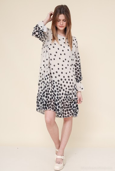 Großhändler L.Steven - Kleid mit Polka-Dot-Print