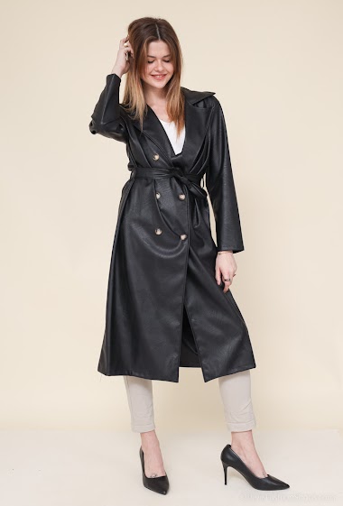 Wholesaler L.Steven - Faux leather trench coat