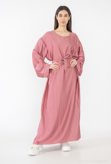 Grossiste L.Style - Abaya avec ceinture en satin