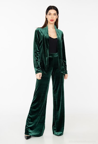 Wholesaler L.Style - Velvet overcoat and pant set